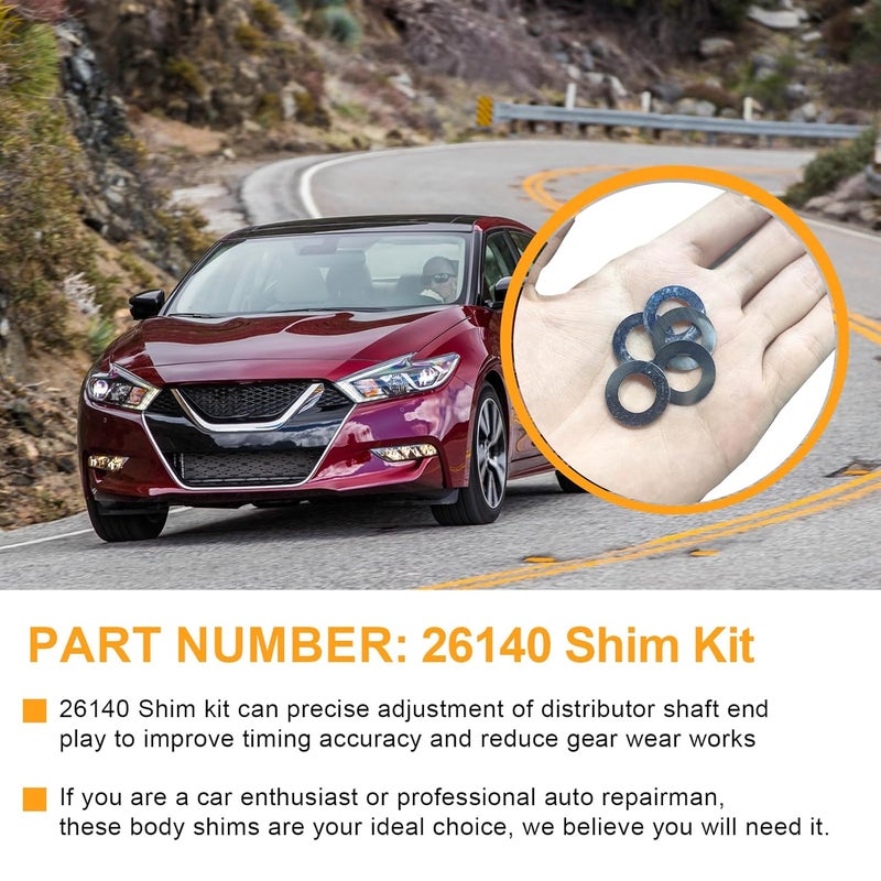 HEBRAR 26140 Distributor Gear Shim Kit Compatible with GM and for Chrysler, Accel Shim Kit, Multiple Specifications Gear Kit 2 PCS Thickness 0.5mm and 0.25mm,1 PCS 1.32mm Thick Shims - Image 5